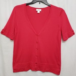 AT LOFT bright pink short sleeve sweater, Large